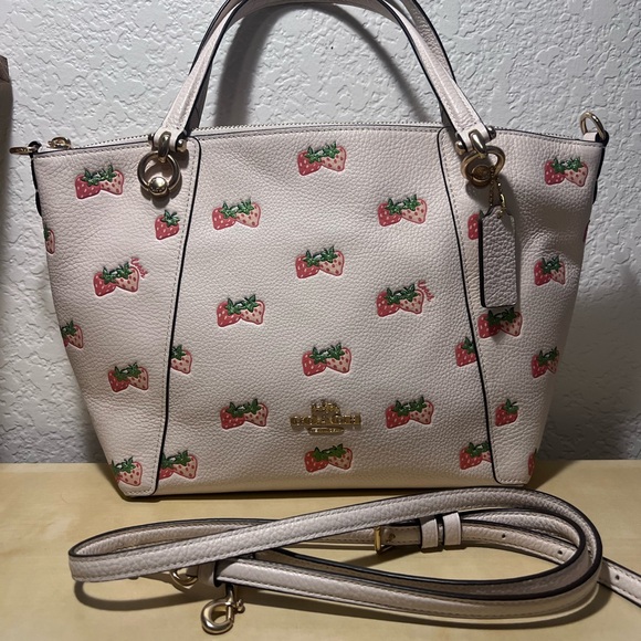 Coach Cream Tote with Strawberry Design - Picture 3 of 7